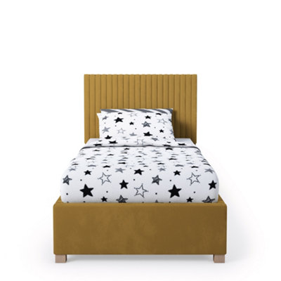 Rest Relax Emma Solo Ottoman Bed Plush Velvet Ochre - Single 3ft