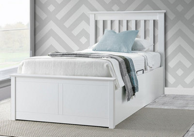 Single ottoman bed white wood discount