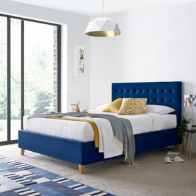 Rest Relax Kirkham Blue Velvet Ottoman Bed