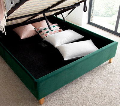 Rest Relax Kirkham Green Velvet Ottoman Bed