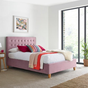 Rest Relax Kirkham Pink Velvet Ottoman Bed