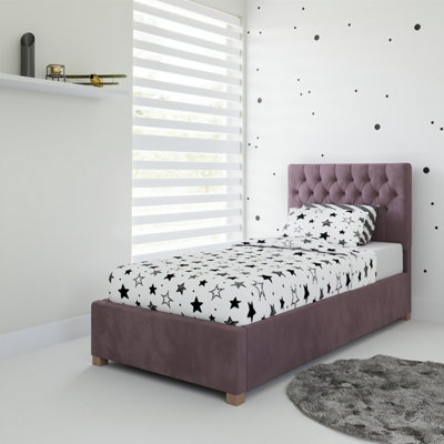 Rest Relax Mia Solo Ottoman Bed Plush Velvet Blush Pink Single 3ft