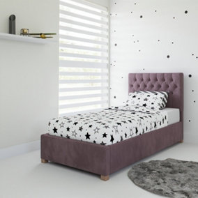 Rest Relax Mia Solo Ottoman Bed Plush Velvet Blush Pink - Single 3ft