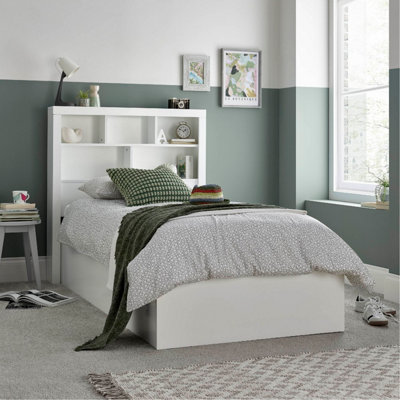 White wooden deals ottoman storage bed