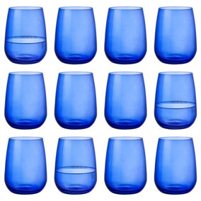 Restaurant Glass Tumblers - 430ml - Blue - Pack of 12
