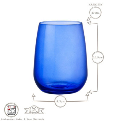 Restaurant Glass Tumblers - 430ml - Blue - Pack of 12