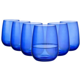 Restaurant Glass Tumblers - 430ml - Blue - Pack of 6