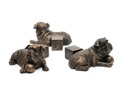 Resting British Bulldog Plant Pot Feet - Set of 3 - L8.2 x W9 x H8.5 cm