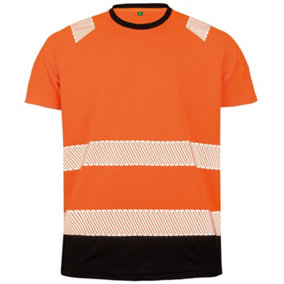 Result Genuine Recycled Mens Safety T-Shirt Fluorescent Orange/Black (XXL-3XL)