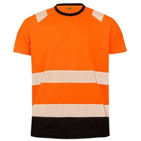 Result Genuine Recycled Mens Safety T-Shirt Fluorescent Orange (L-XL)