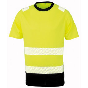 Result Genuine Recycled Mens Safety T-Shirt Fluorescent Yellow/Black (L-XL)