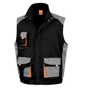 Result Mens Work-Guard Lite Workwear Gilet / Bodywarmer (Breathable And Windproof) Black / Grey / Orange (XS)