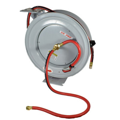 Retractable 50ft 15m Air hose on Reel 3/8 BSP Spring Rewind Wall