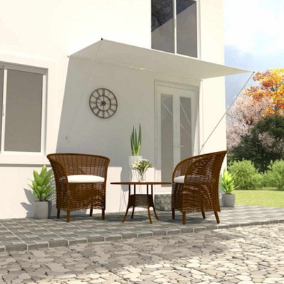 Retractable Awning Garden Sun Shade Canopy Gazebo for Back Door, Porch, Patio 250x150 cm Cream