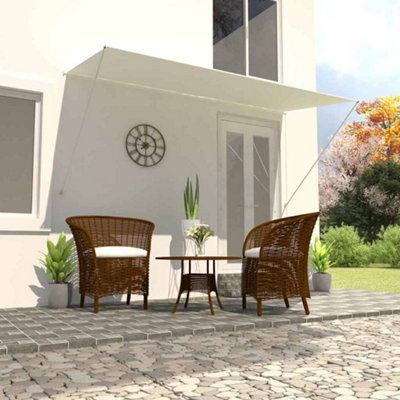 Retractable Awning Garden Sun Shade Canopy Gazebo for Back Door, Porch, Patio 300x150 cm Cream