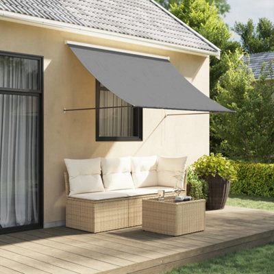 Retractable Awning Garden Sun Shade Canopy Gazebo for Back Door, Porch, Patio Anthracite 200x150 cm Fabric and Steel