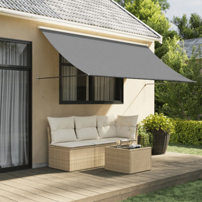 Retractable Awning Garden Sun Shade Canopy Gazebo for Back Door, Porch, Patio Anthracite 300x150 cm Fabric and Steel