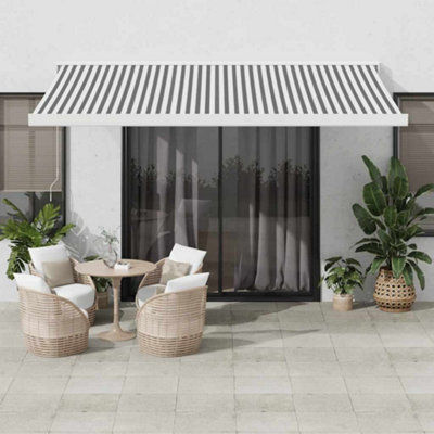 Retractable Awning Garden Sun Shade Canopy Gazebo for Back Door, Porch, Patio Anthracite and White 4x3 m Fabric&Aluminium