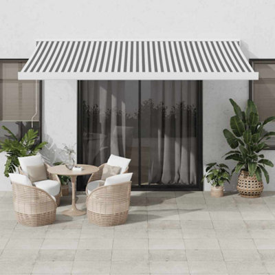 Retractable Awning Garden Sun Shade Canopy Gazebo for Back Door, Porch, Patio Anthracite and White 4x3 m Fabric&Aluminium
