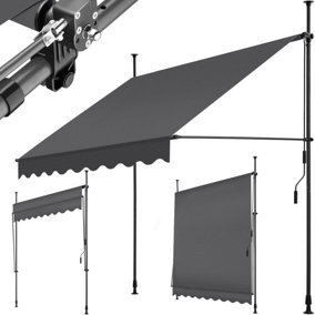 Retractable Awning - No-drill installation required - black/grey