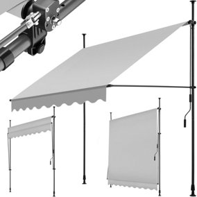 Retractable Awning - No-drill installation required - light grey