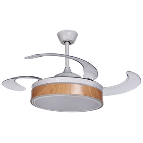 Retractable Blades Ceiling Fan with Light White FREMONT
