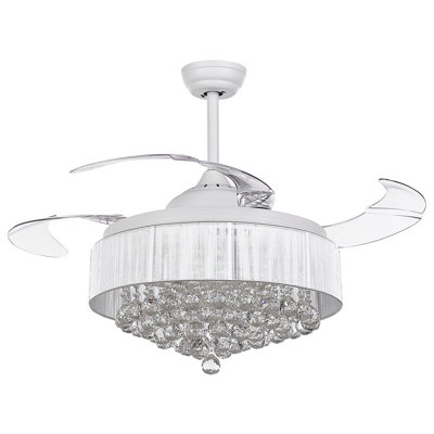 Retractable Blades Ceiling Fan with Light White PEEL | DIY at B&Q