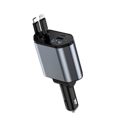 Retractable car charger  120W fast charging USB and TYPE-C Apple interface - 7
