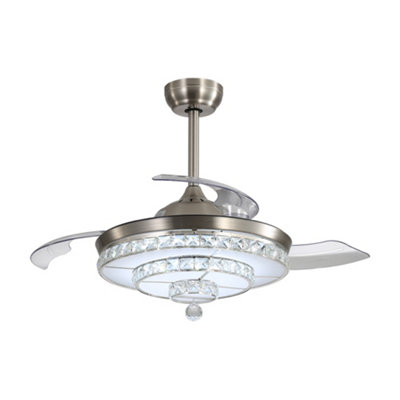 Retractable Ceiling Fan with Lights Remote Control 42 Inch Fandelier Ceiling Fan with 6 Speed for Home