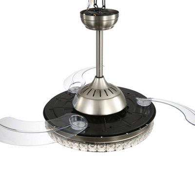 Retractable Ceiling Fan with Lights Remote Control 42 Inch Fandelier Ceiling Fan with 6 Speed for Home