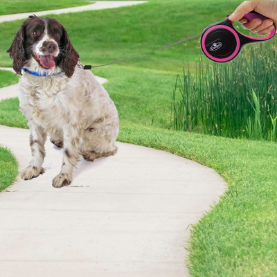 Retractable Dog Lead Training Pet Leash 8m Max 50kgs Extendable Pink