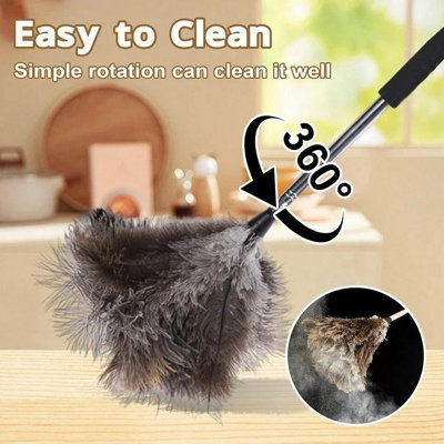 Retractable Feather Duster with Nonslip Handle Extendable Ostrich ...