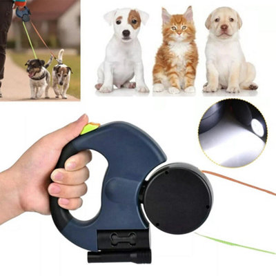 Retractable Lead Leash Double Tangle Dual Doggie 2 Dog 50 Pounds For Pet Dog UK