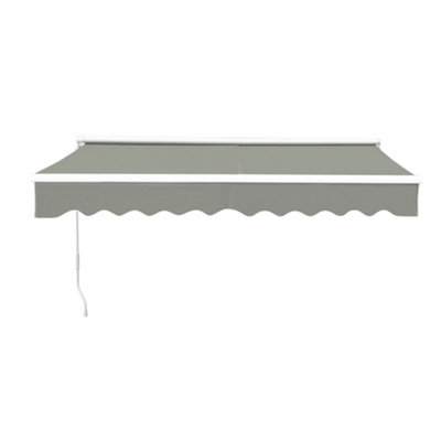 Retractable Patio Canopy Awning Door Awning Garden Sun Shade Manual Shelter Outdoor,Grey,3 m x 2.5 m