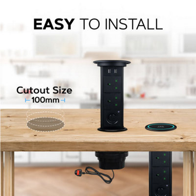 Retractable Pop Up Power Sockets, Perfect for Home and Office - 4x UK ...