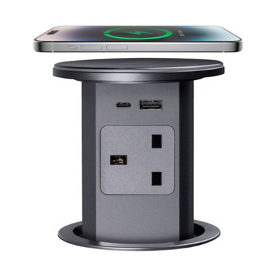 Retractable Pop Up Power Sockets, Perfect for Home and Office - 4x UK Plug + 2x USB A &C + Fast Wireless Charging Pad Price Comparisons | Compare The Build
