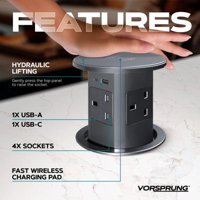 Retractable Pop Up Power Sockets, Perfect for Home and Office - 4x UK ...