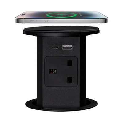 Retractable Pop Up Sockets w/ Wireless Charging Pad - 4x UK Plugs - 2 x USB-A + 1 x USB-C Charging Socket - Perfect for Home Price Comparisons | Compare The Build