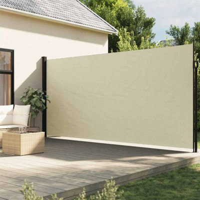 Retractable Side Awning Garden Sun Shade Canopy Gazebo for Back Door, Porch, Patio Cream 200x600 cm