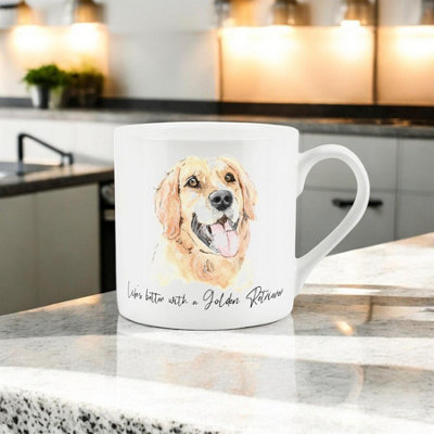 Retriever Mug Lifes Better with a Retriever Bone China White Mug