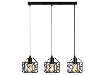 Retro 3 Lights Industrial Style Hanging Lamp LED Pendant Light E27