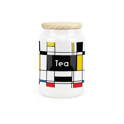 Retro Art Deco Ceramic Tea Storage Canister - Abstract Artwork Kitchen ...