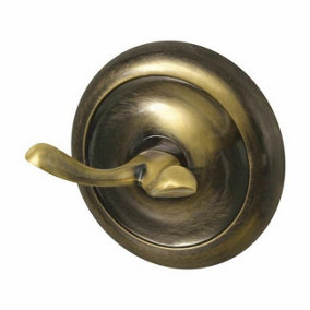 Retro Bathroom Antique Brass Wall Mounted Dressing-Gown Towel Double Hook Hanger