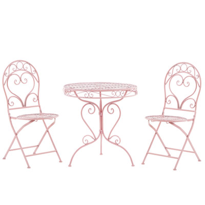 Retro Bistro Set Metal Pink ALBINIA