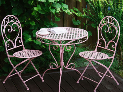 Retro Bistro Set Metal Pink ALBINIA