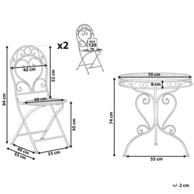 Retro Bistro Set Metal Pink ALBINIA