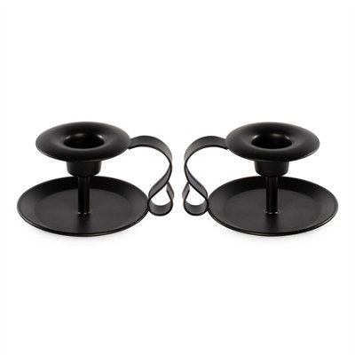 Retro Black Iron Candlestick Holders Set of 2 DIY at B&Q