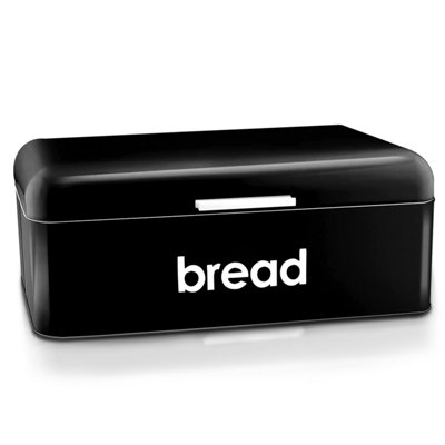 Retro Bread Bin Curved & Rectangle Kitchen Loaf Storage in Black