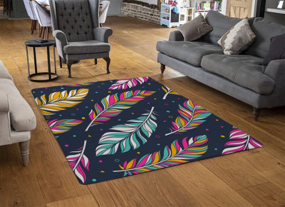 Retro Color Feathers Special Soft Home Rug