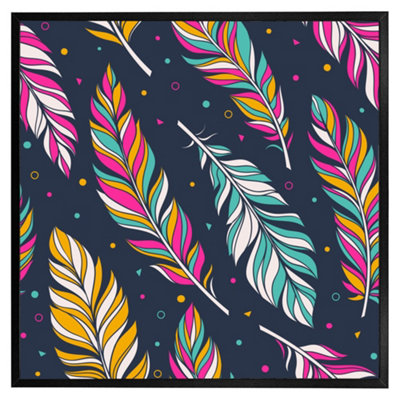 Retro colour feathers (Picutre Frame) / 12x12" / White